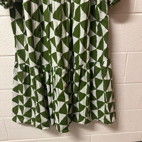 Anthropologie Maeve Bettina Tiered Shirt Dress Plus Size 1X Midi Green Pattern - Picture 10 of 13